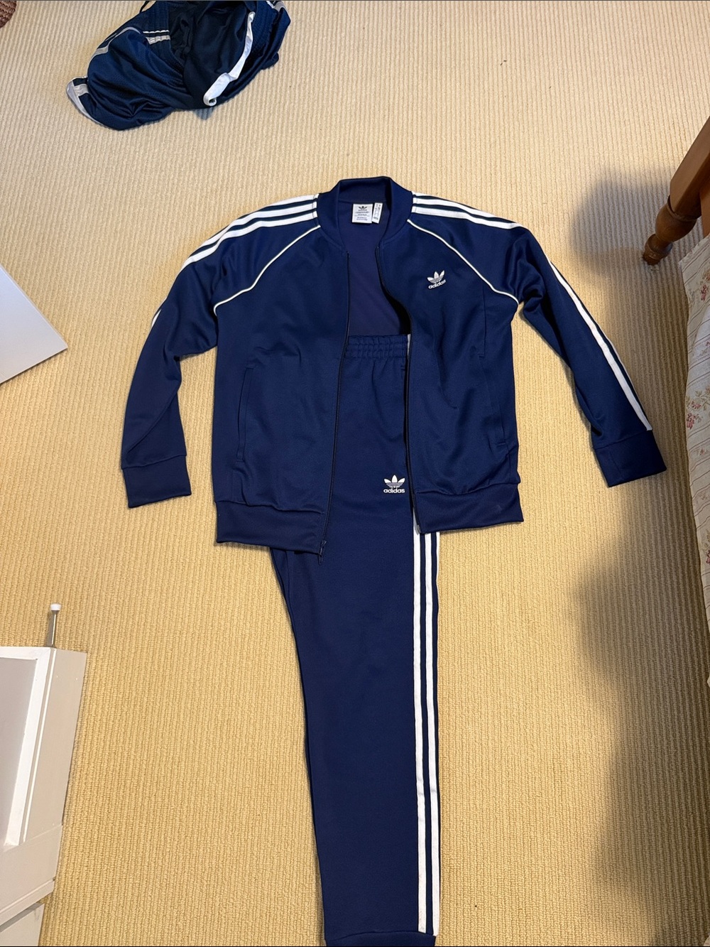adidas Prime Blue & White Three-Stripe Track Jacket and Pants